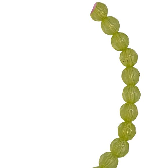 Retro Beaded Stretch Bracelet  Silver Tone Chunky Accent 70s Fashion Pink Green - Picture 3 of 3